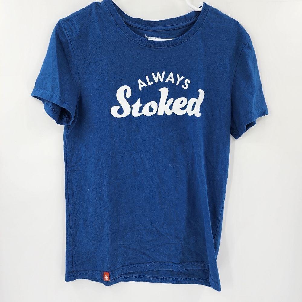 Dutch bros coffee tshirt always stoked latge blue tee